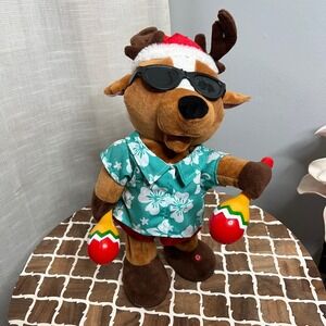 Gemmy Pop & Lock Reindeer Animated Dancing Maracas Jump in the Line Christmas